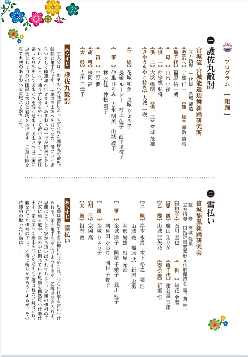 琉球古典音楽野村流音楽協会 組踊地謡研修部 第42回 自主公演