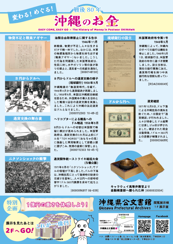 所蔵資料展「戦後80年 変わる！めぐる！沖縄のお金」 | 沖縄イベント